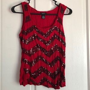 Rue 21 Dark Red Tank with black covering sequins